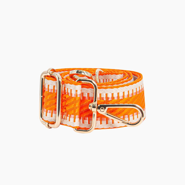 Emerson Woven Bag Strap - Orange, Striped Trim