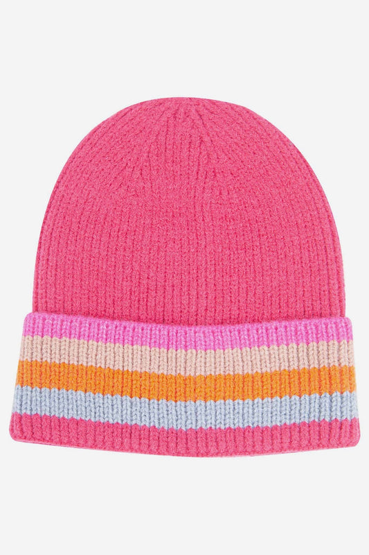 Delta Hot Pink Rainbow Stripe beanie
