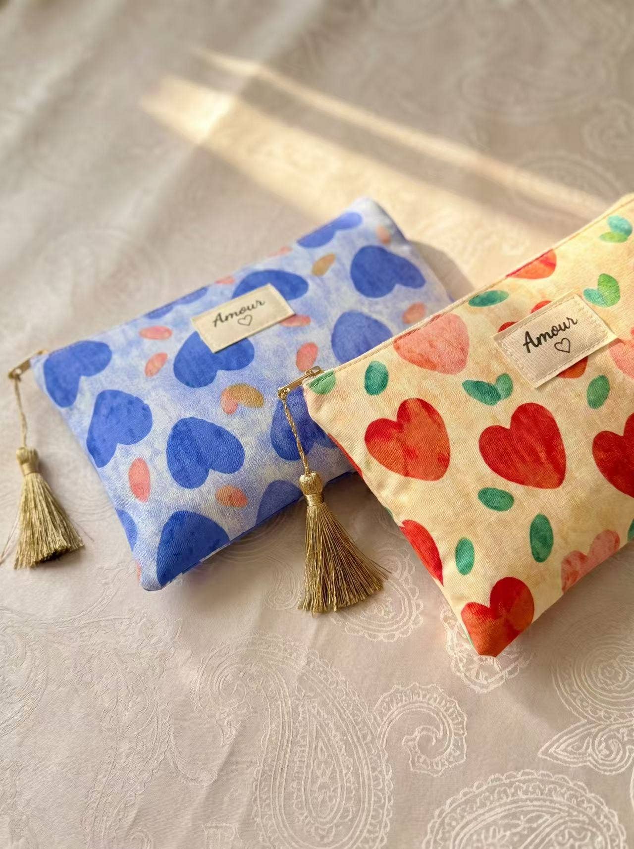 Amour cotton pouches 14x20 cm,