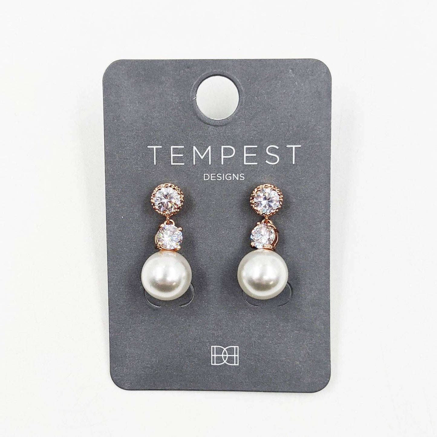 Chloe Crystal stud earrings with pearl drop