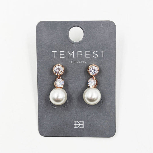 Chloe Crystal stud earrings with pearl drop