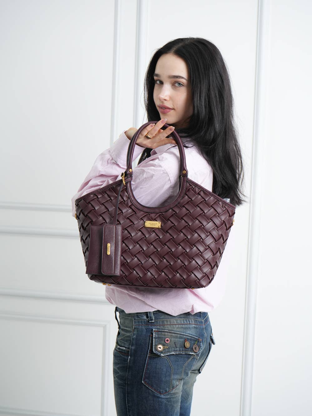 Olive OVERSIZED BASKET WEAVE TOTE