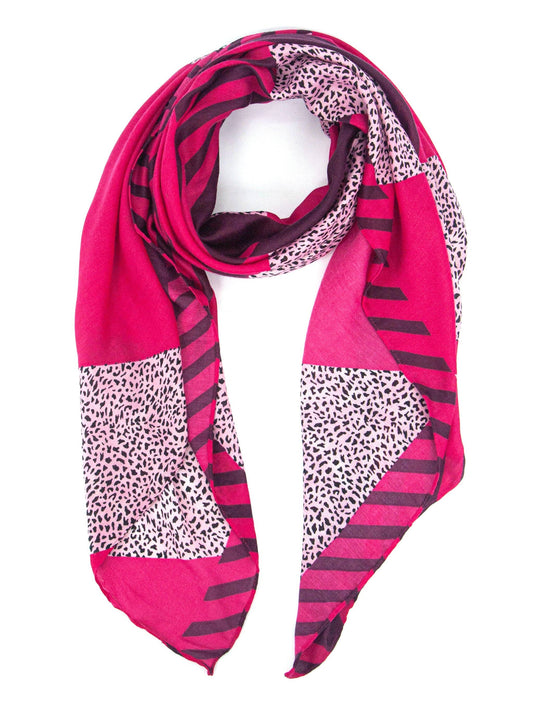 Jodi Lightweight Scarf - Fuchsia, Animal Stripe