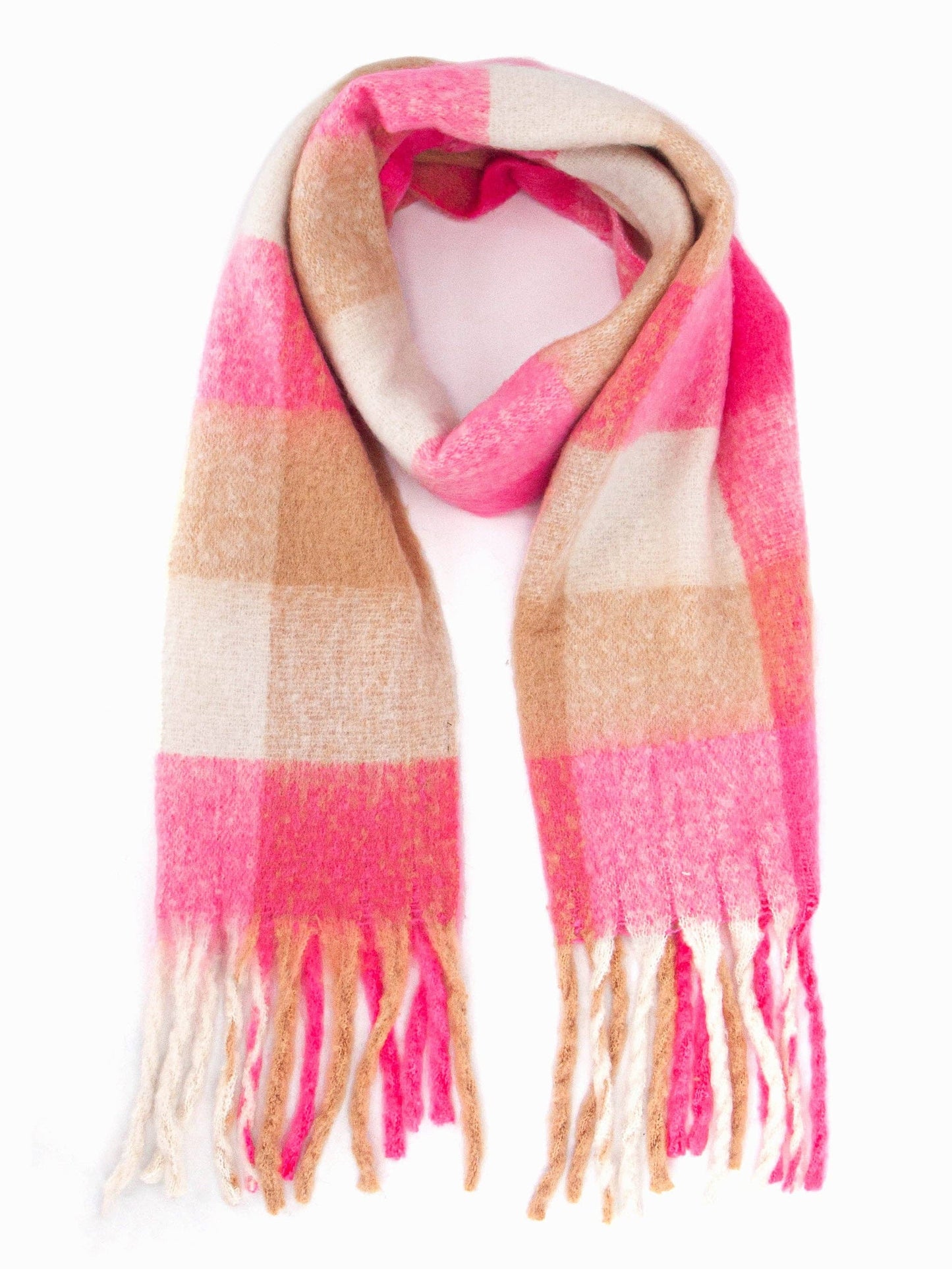 Allie Heavyweight Scarf - Pink, Square Colour Block
