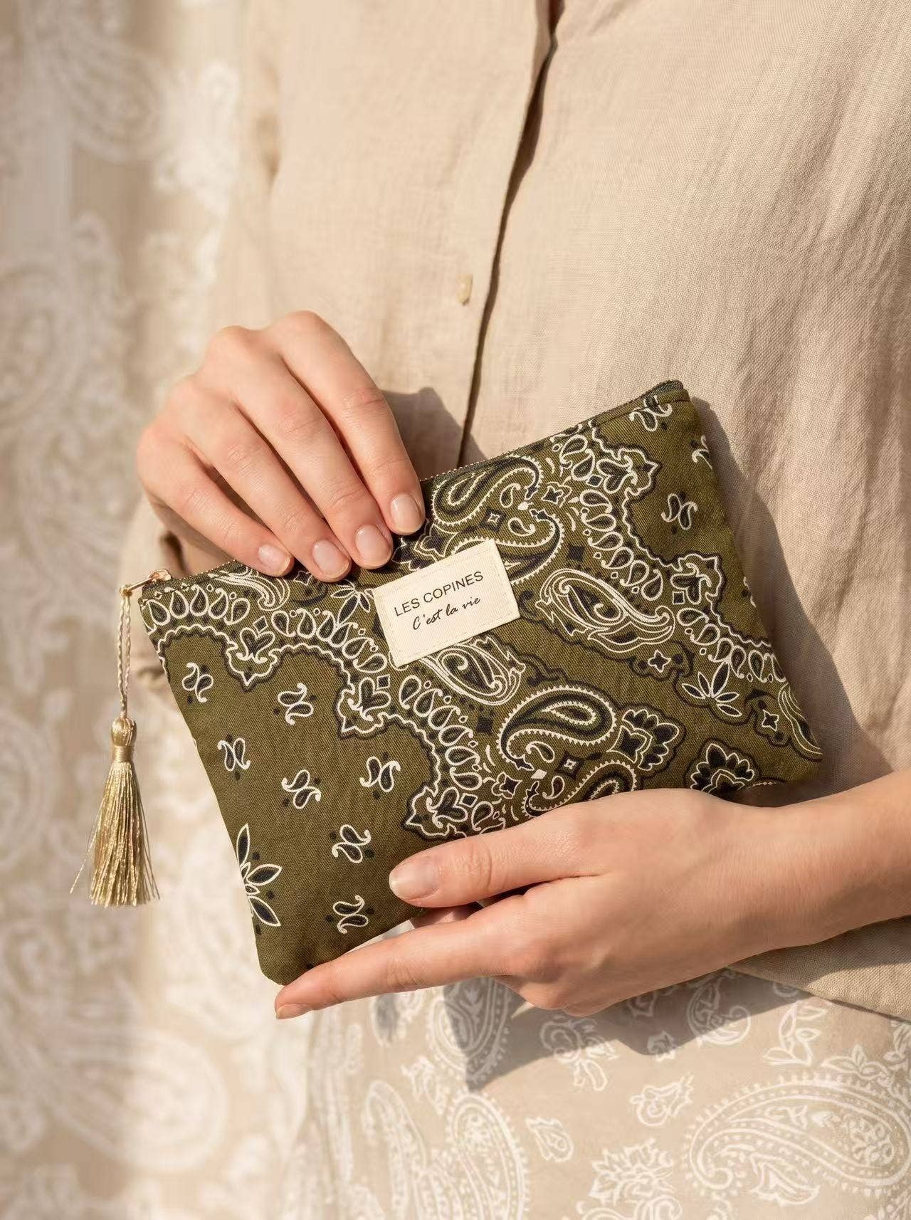 c'est la vie paisley cotton pouch