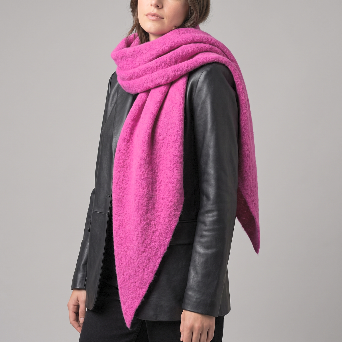Alisha Asymmetric Heavyweight Scarf in Barbie Pink