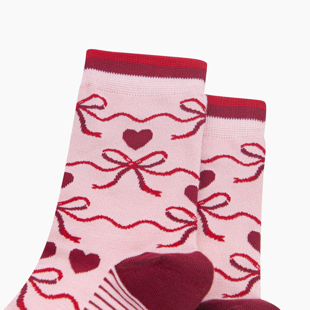 Ribbon Bow Women's Bamboo Socks in Soft Pink