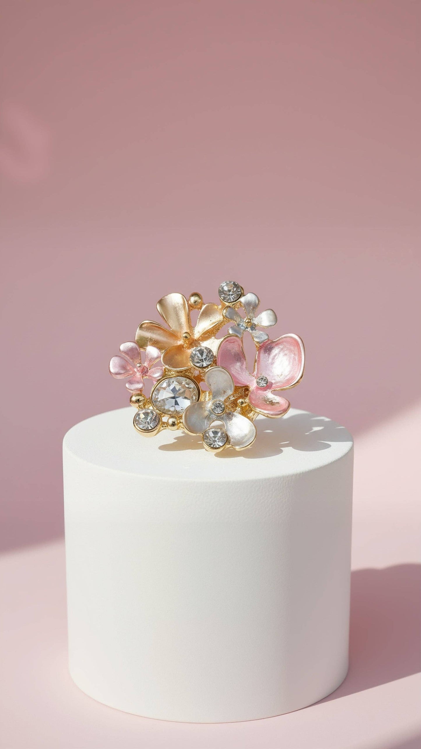 Floral Bouquet Cluster Crystal Magnetic Brooch