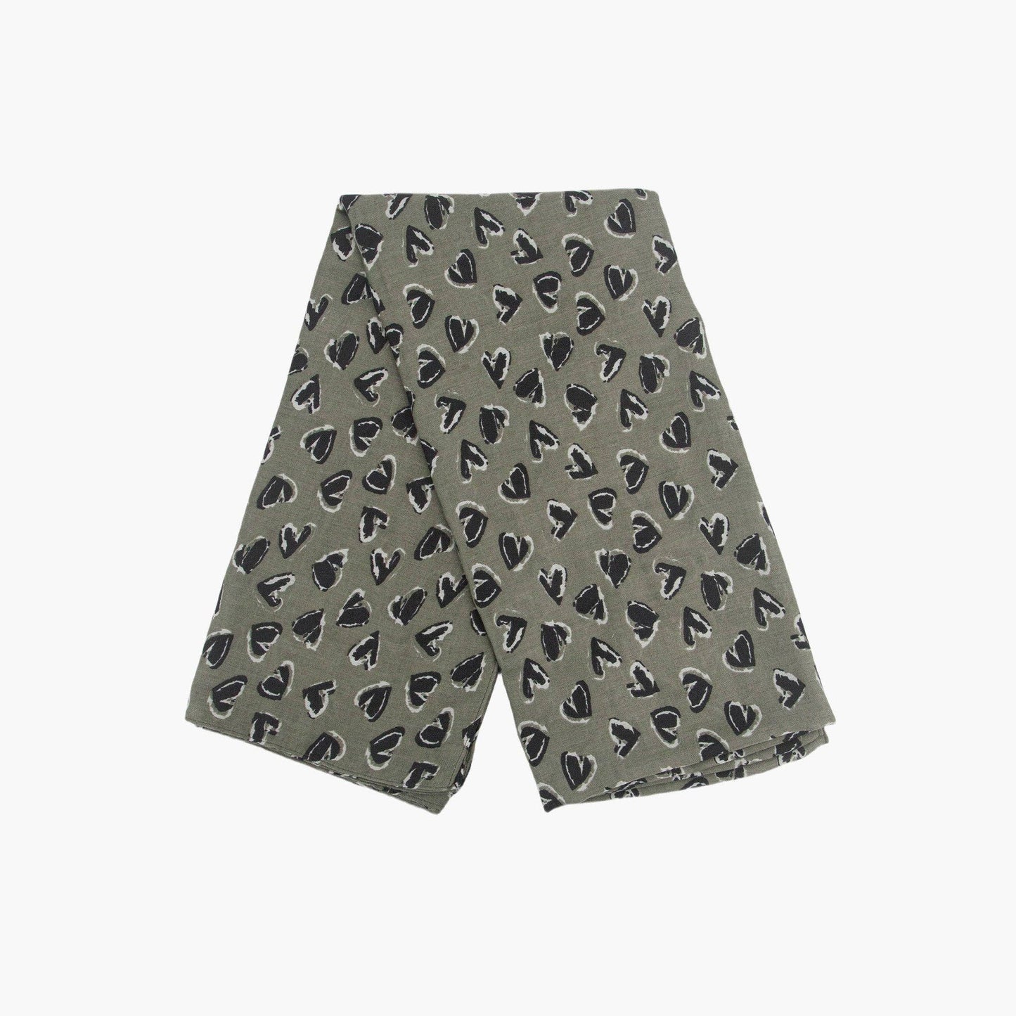 Kara Khaki/Black Hearts Lightweight Scarf