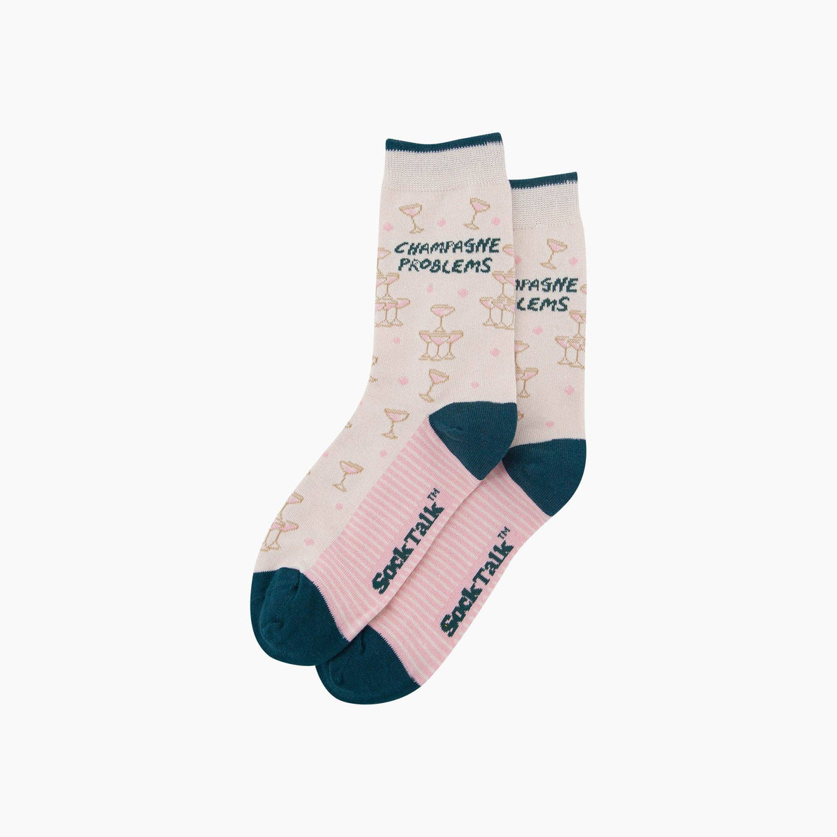 Champagne Problems Combed Cotton Socks in White
