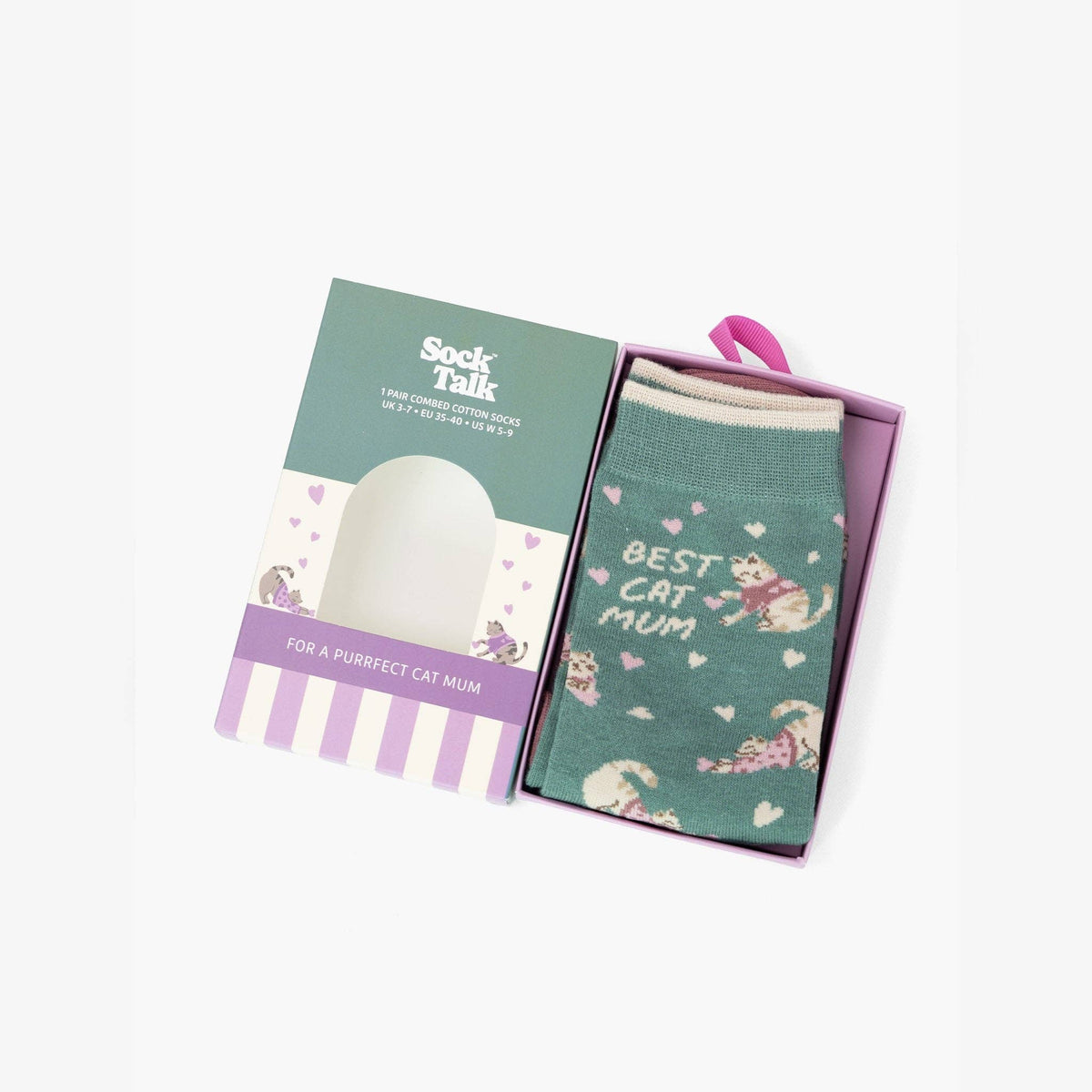 Cat Mum Combed Cotton Socks Matchbox Giftset