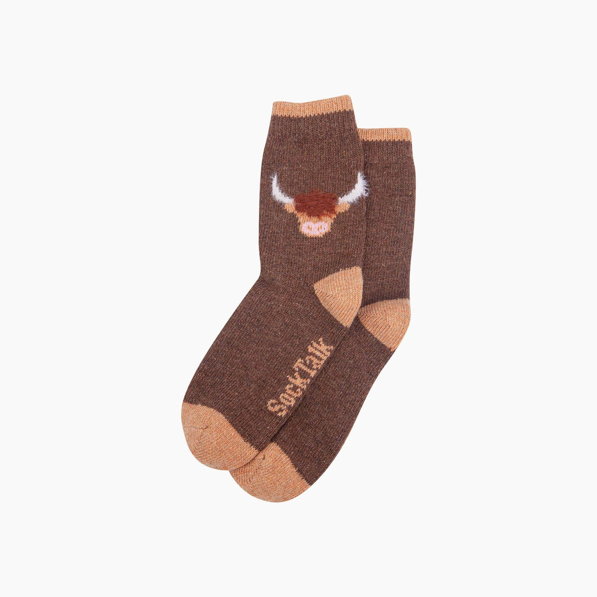 Highland Cow Wool Fluffy Element Socks in Brown