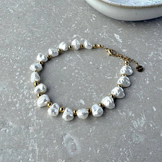 Tanya Tarnish Resistant Pearl And Gold Bead Bracelet