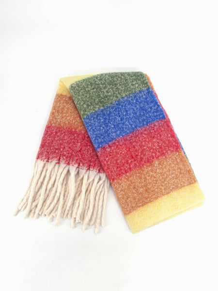 Eliza Heavyweight Scarf - Horizontal Rainbow Stripe