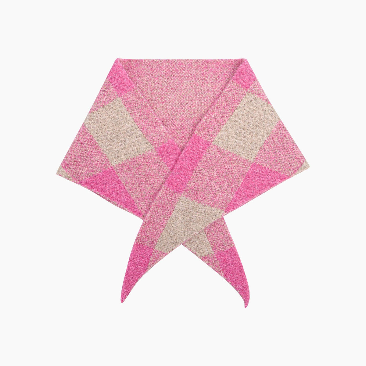 Cheryl Check Triangle Heavyweight Scarf in Pink/Cream