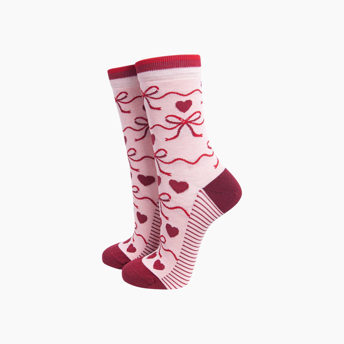 Ribbon Bow Women's Bamboo Socks in Soft Pink