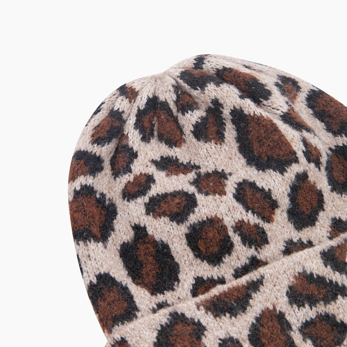 Lila Leopard Print Beanie Hat in Beige