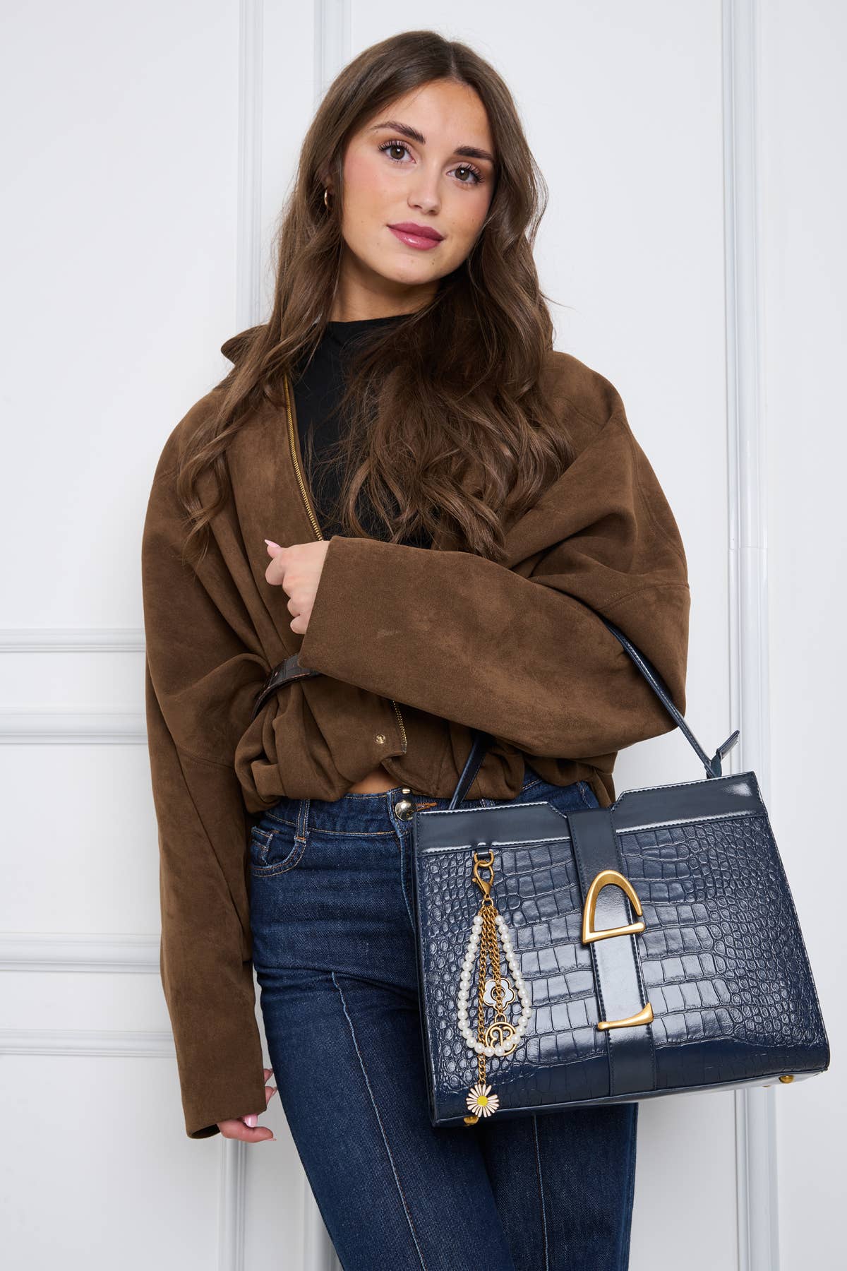 ELSIE EQUESTRIAN BUCKLE CROC TOTE