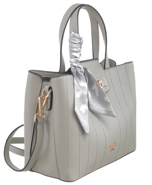 POLLY PINSTRIPE TOTE WITH SCARF