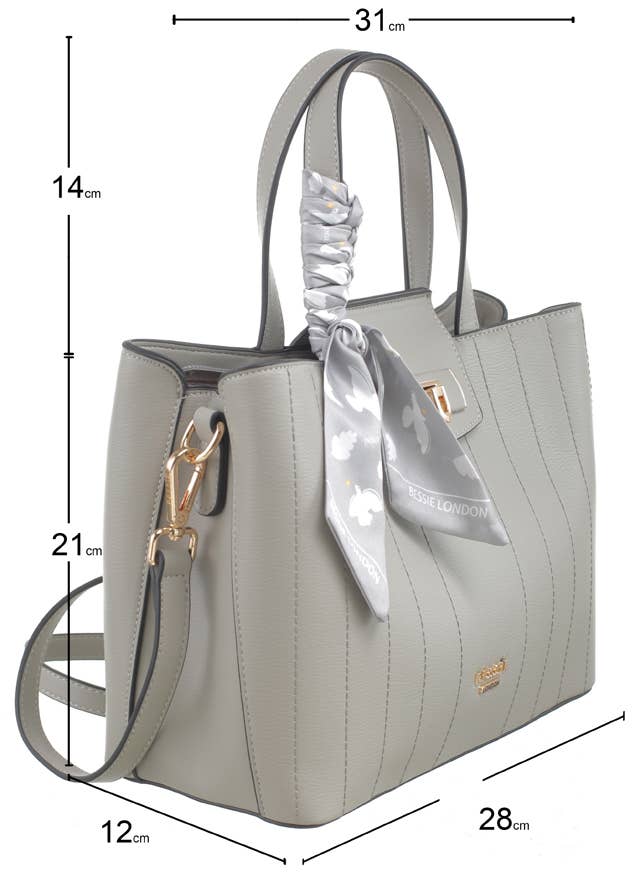 POLLY PINSTRIPE TOTE WITH SCARF