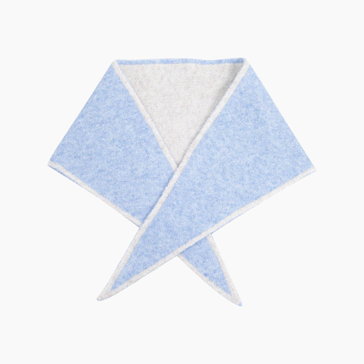 Chloe Contrast Trim Triangle Heavyweight Scarf in Light Blue/Cream