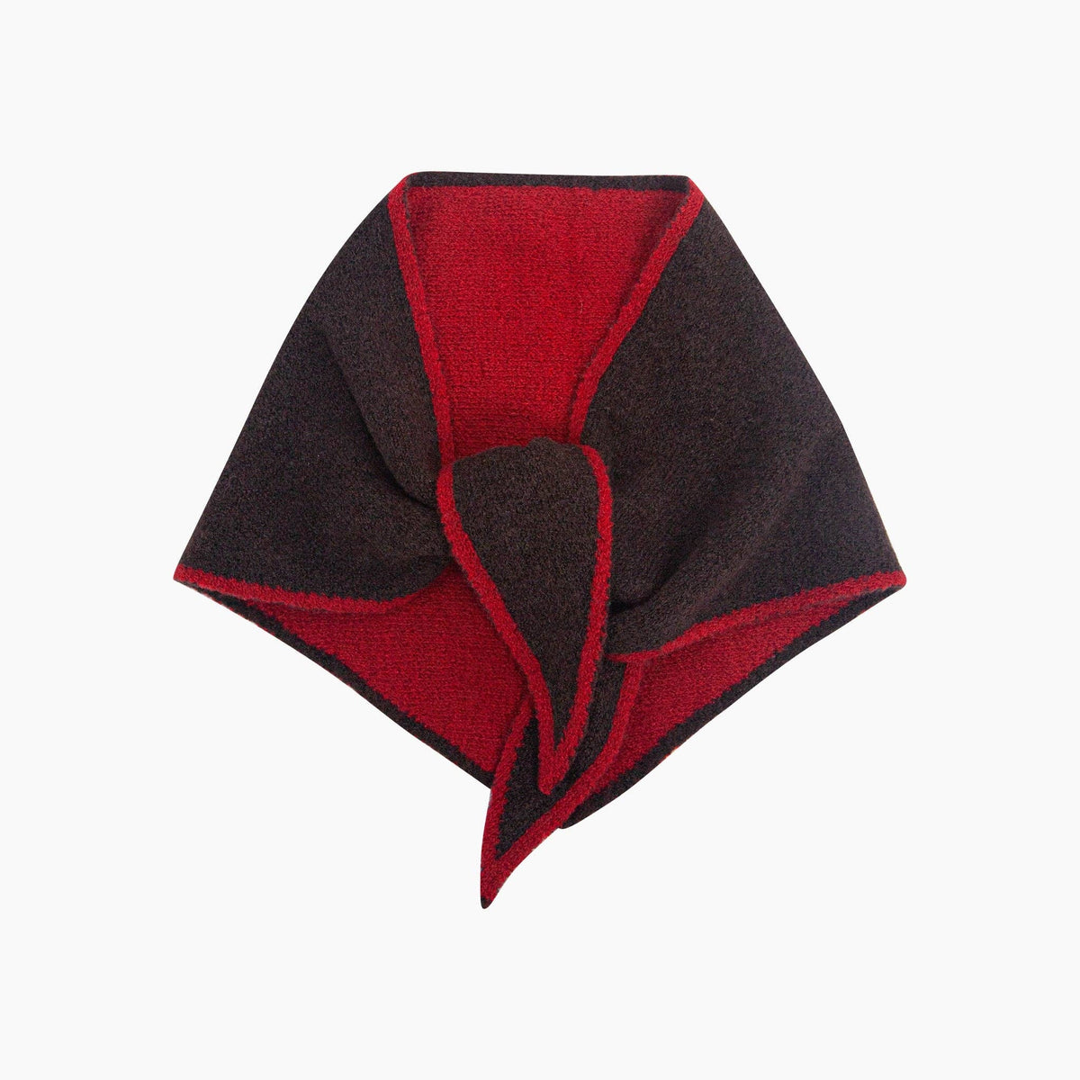 Nina Contrast Trim Triangle Heavyweight Scarf in Brown/Red