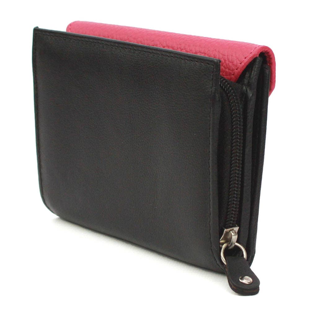 Una Leather Wallet with Colour Block Panel