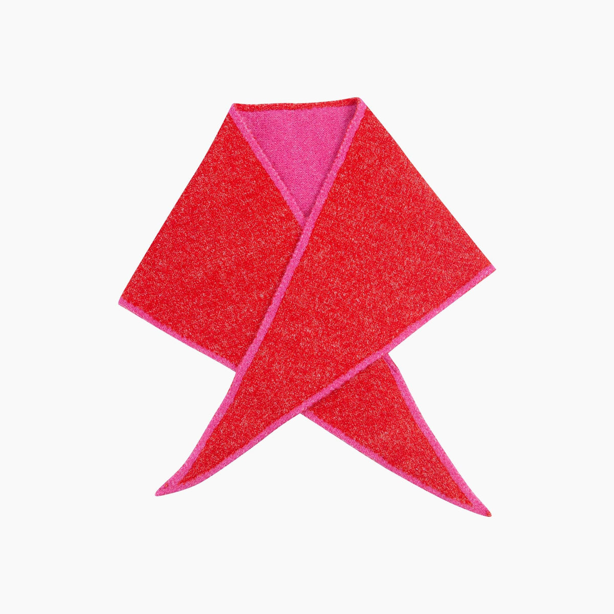 kai Contrast Trim Triangle Heavyweight Scarf in Red/Pink