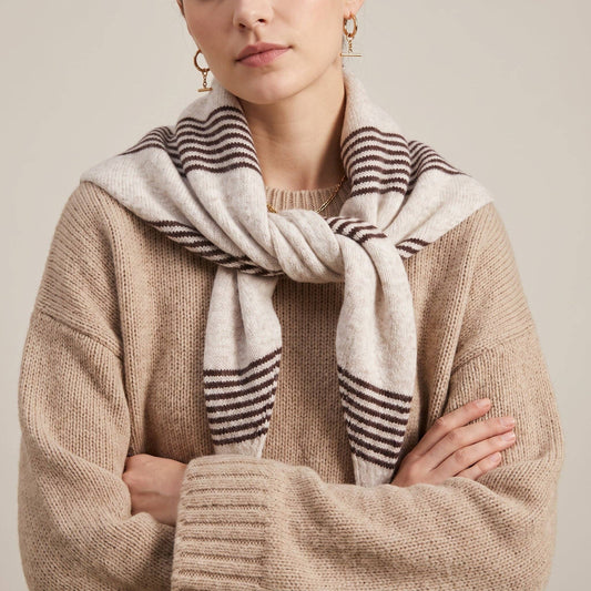 Piper Striped Triangle Heavyweight Scarf in Brown/Beige