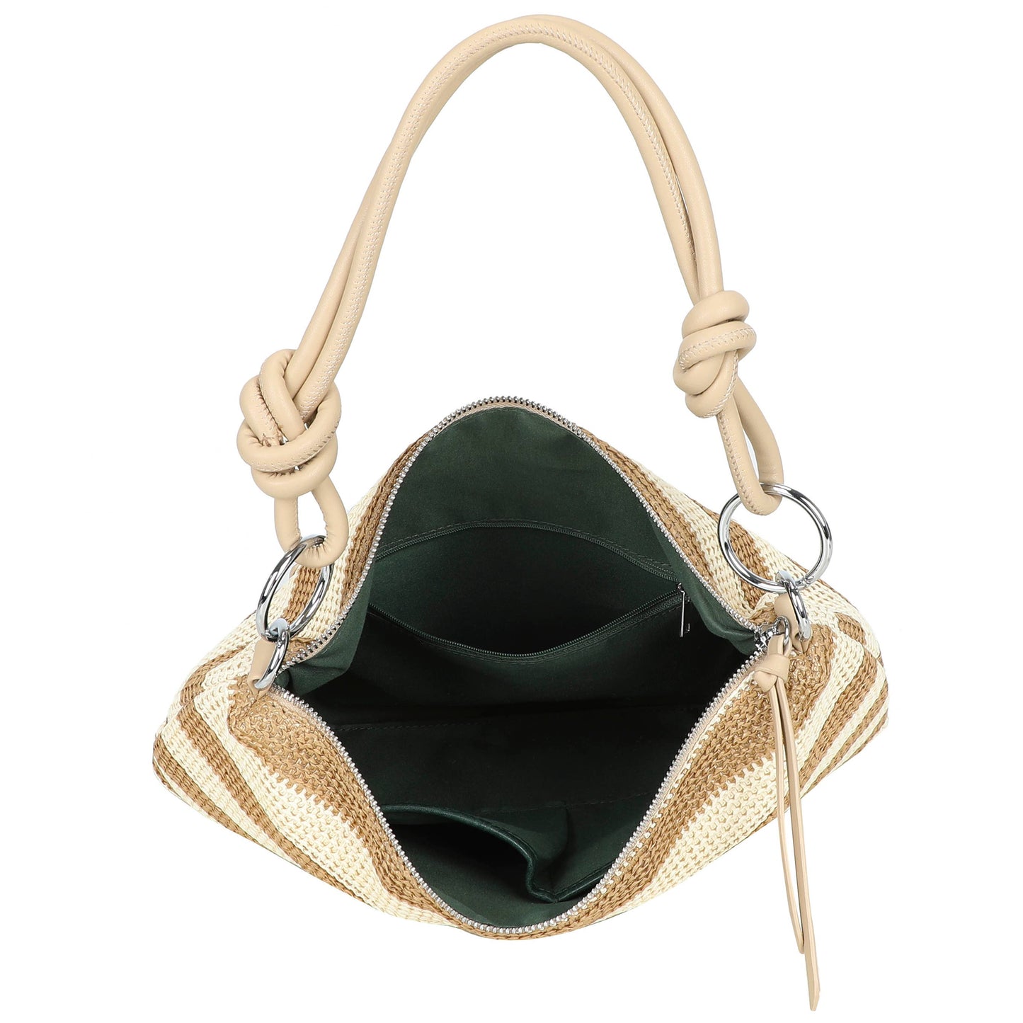 Nansy Natural Straw Stripe Shoulder Bag with Knot Handle