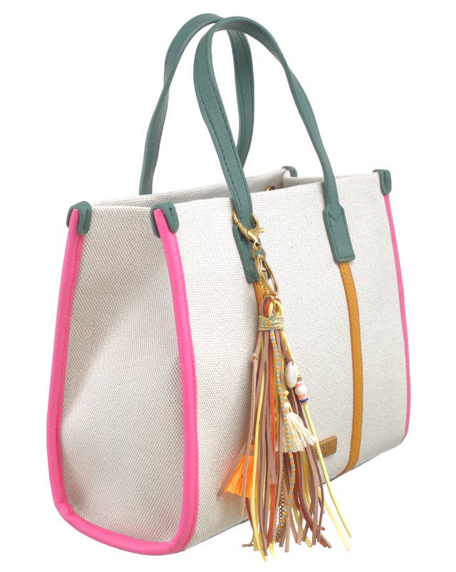CHLOE CANVAS COLOURFUL STRIPED TOTE