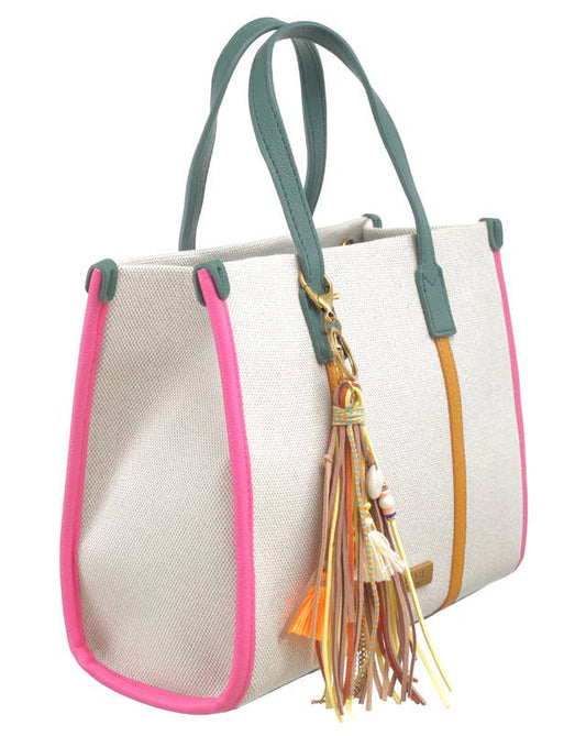 CHLOE CANVAS COLOURFUL STRIPED TOTE