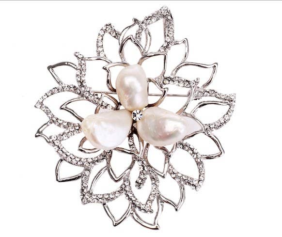 Sparkle Floral Brooch – Silver