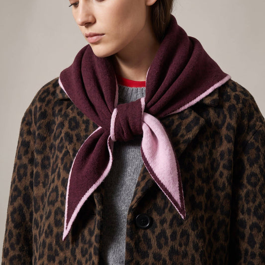 Zoe Contrast Trim Triangle Heavyweight Scarf in Berry/Pink