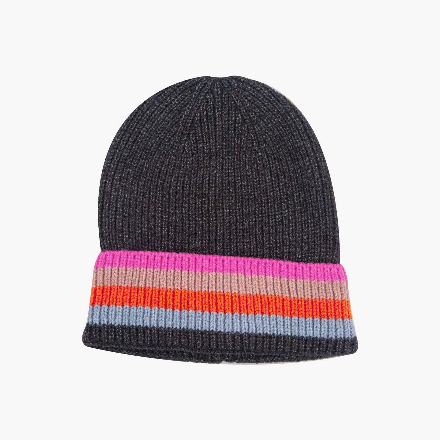 Delta Dark Grey Rainbow Stripe Beanie Hat
