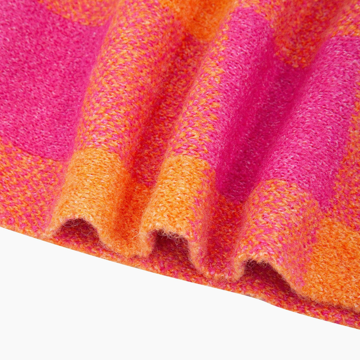 Mira Check Triangle Heavyweight Scarf in Orange/Pink