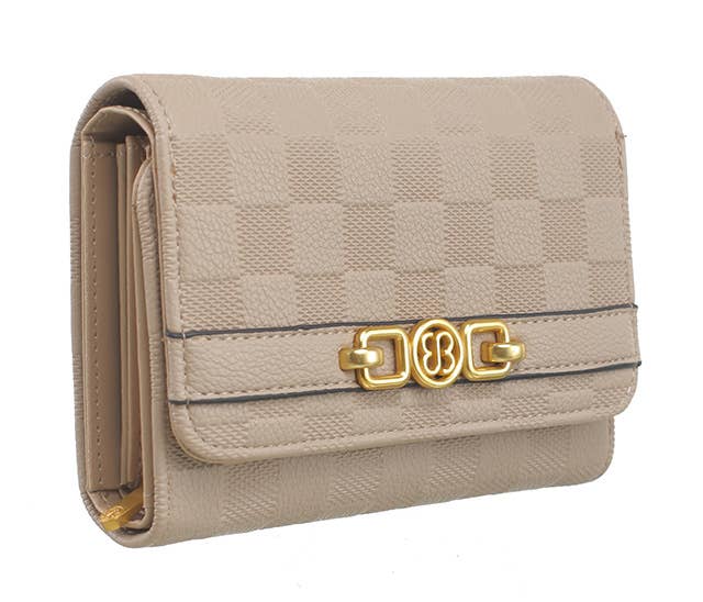 CHECKERBOARD TRIFOLD WALLET