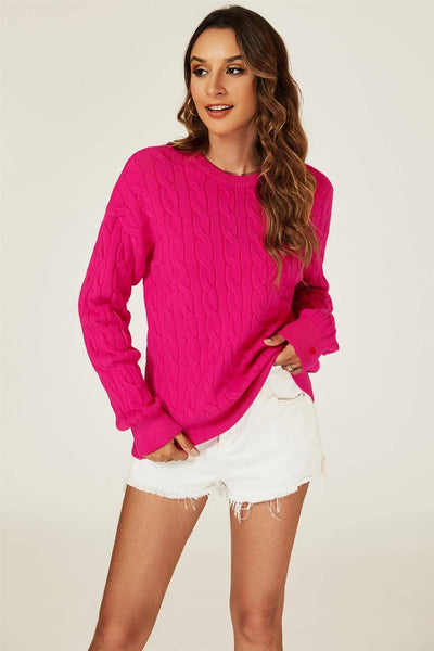 Hallie Heart Embroidery Jumper - Fuchsia