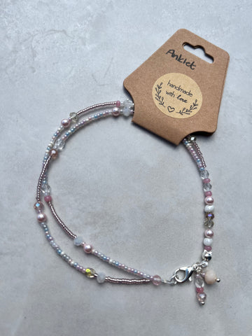 Double row fine beaded anklet