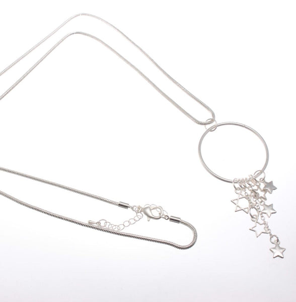 Long Pendant Style Necklace with Cascading Stars