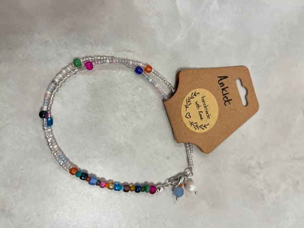 Double row fine beaded anklet