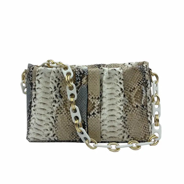 Kaa Snake Print Handbag With Acrylic Strap