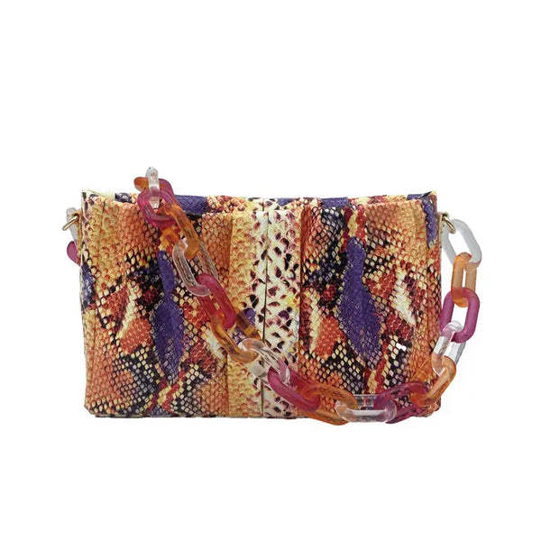 Kaa Snake Print Handbag With Acrylic Strap